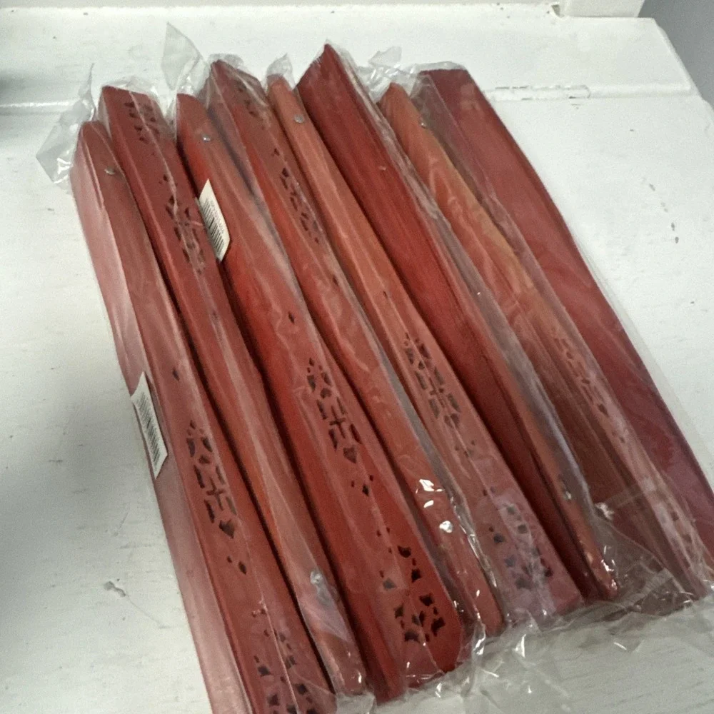 8‎ x Sandalwood Fragrant hand fans Laser Cut Light Red Wedding Party Favor Dance